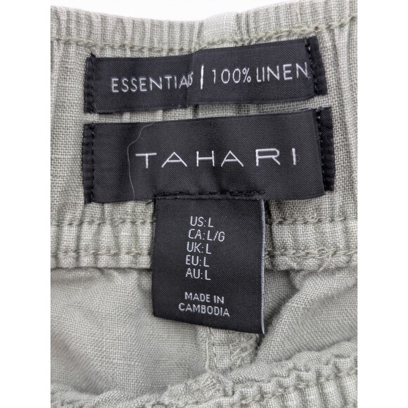 Tahari Essentials 100% Linen Sage Green Wide Leg High Rise Crop Pants Size Large - Picture 3 of 6